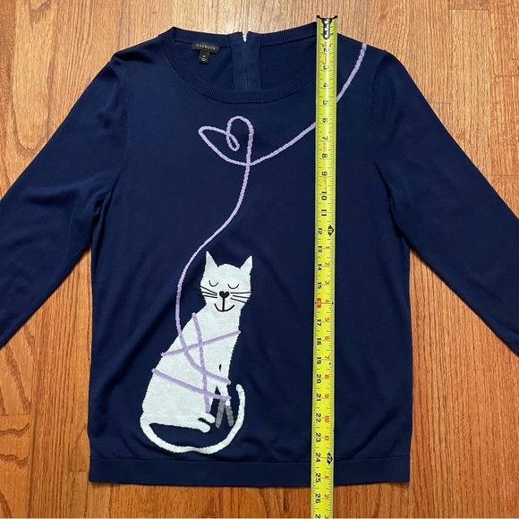 Talbots Intarsia navy Cat sweater size M - Picture 14 of 16